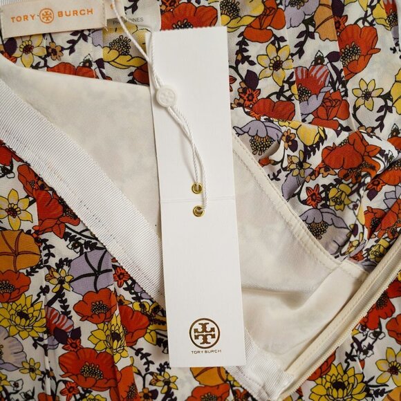 NWT Tory Burch Silk Printed Pleaded Skirt "Ivory Blossom Ditsy" - Picture 7 of 10